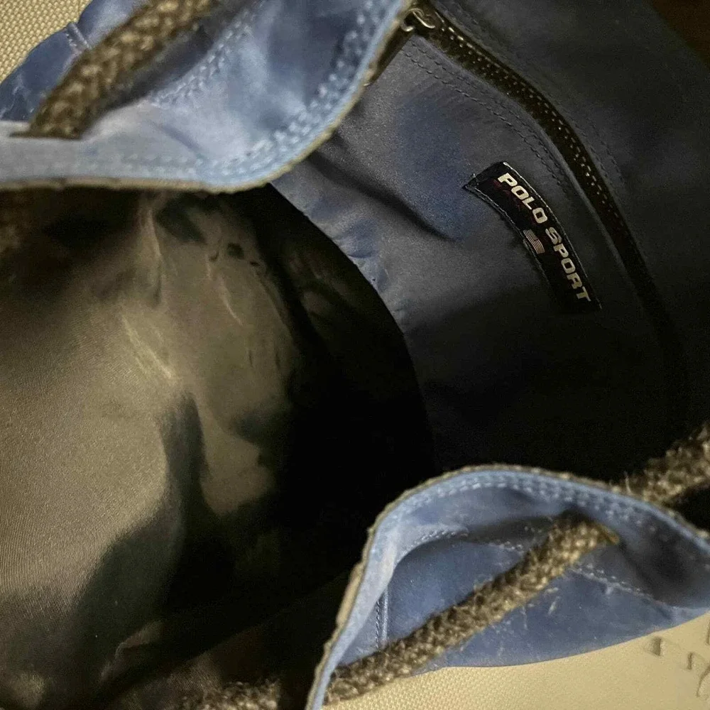 RARE vintage polo sport ralph lauren bucket bag sling backpack blue and leather‎